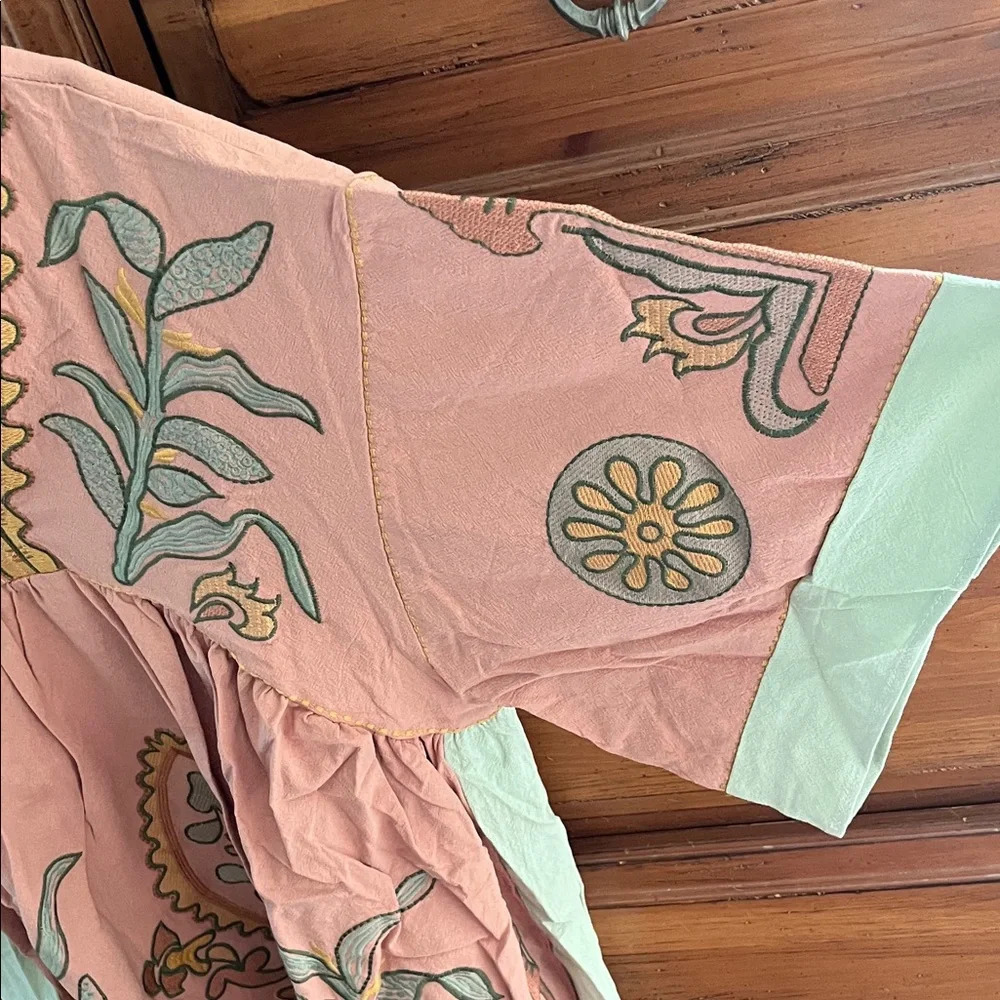 Sunday Up Pink and Green Embroidered Dress NWOT - Picture 3 of 9